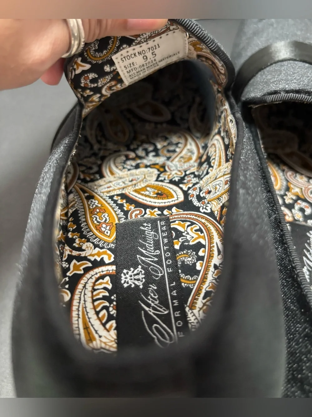 After Midnight Black Velvet Red Bottom Smoker Loafers 9.5